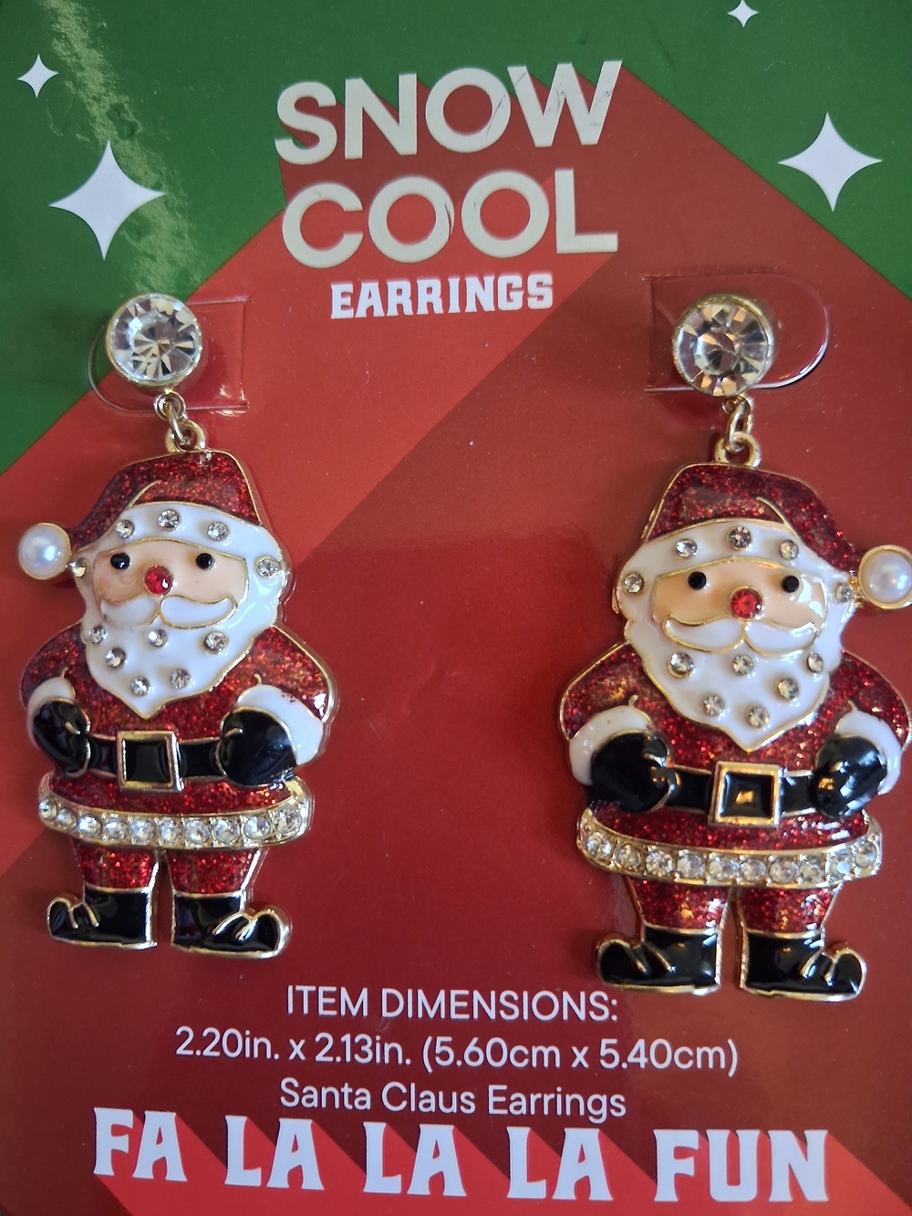 Santa Claus Red Glitter Dangle Earrings